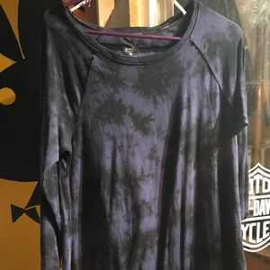 Purple and black Calvin Klein hanky hem shirt